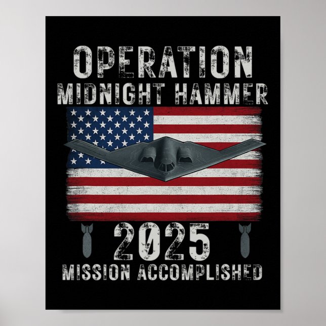Usa Flag Operation Midnight Hammer B-2 Stealth Bom Poster (Front)