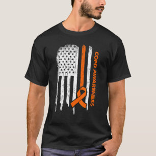 Usa Flag Orange Ribbon Copd Awareness T-Shirt