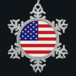 USA Flag orncnt Snowflake Pewter Christmas Ornament<br><div class="desc">USA Flag Pewter Ornament

Design © Trinkets and Things 2017 - AHP Design. All Rights Reserved.

080517</div>