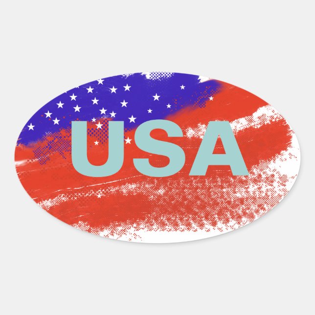 USA flag Oval Sticker (Front)