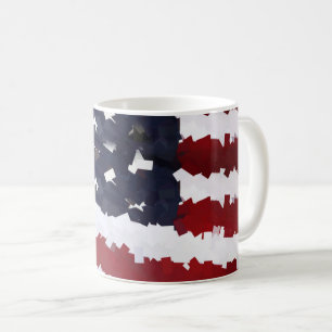 USA Flag Paper Mache-Look  Coffee Mug