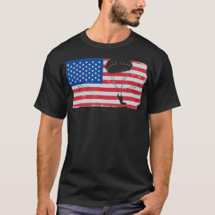 USA Flag Parachuting Skydiving T-Shirt