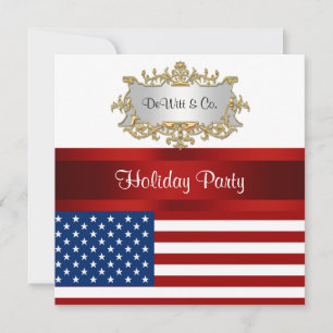 USA Flag Party Invitation Red White Blue
