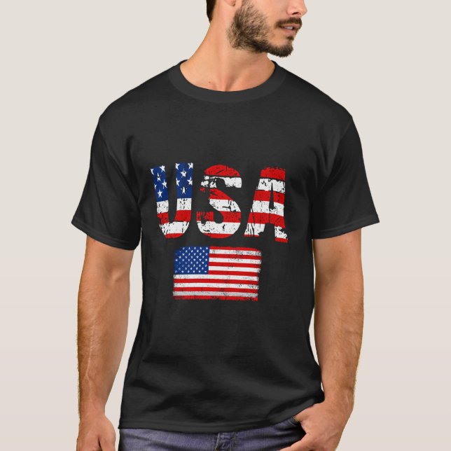 Usa Flag Patriotic 4Th Of July America Day Of Inde T-Shirt (Front)