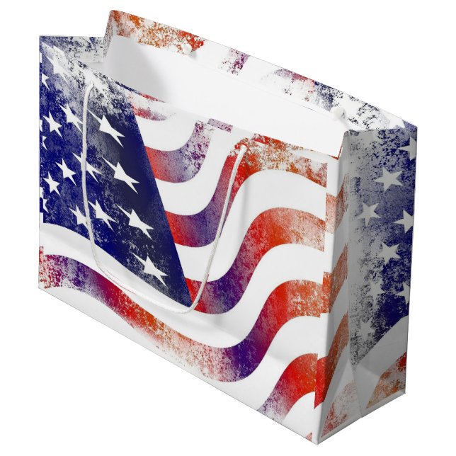  USA Flag Patriotic 4th Of July  Large Gift Bag (Front Angled)