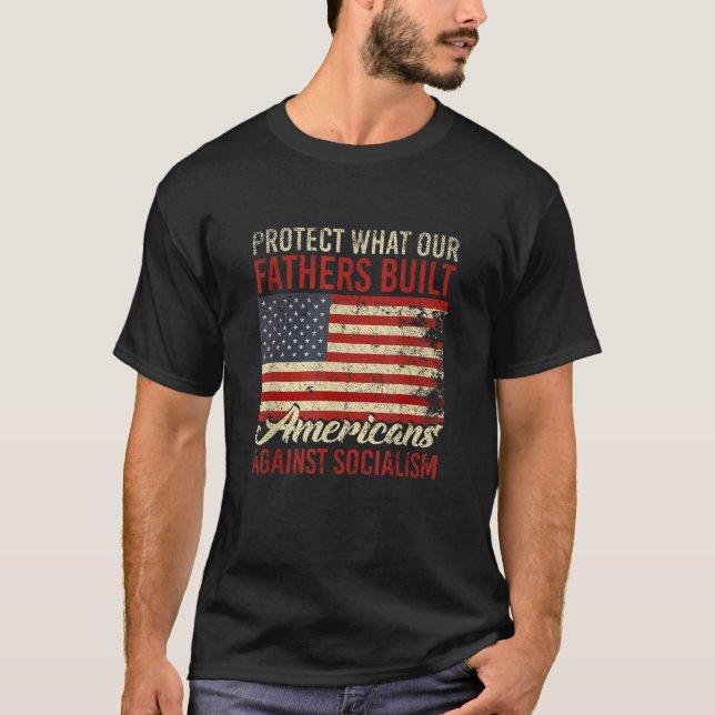 USA Flag Patriotic America Capitalism Anti Sociali T-Shirt (Front)
