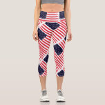 USA Flag Patriotic American Flag Red White Blue Capri Leggings<br><div class="desc">Show off you pride for the USA with these high-quality,  comfortable high-waisted capri leggings featuring a USA Flag inspired pattern. Add custom text,  monogram,  etc. to personalize. Perfect for working out or hanging out of any patriotic event.</div>