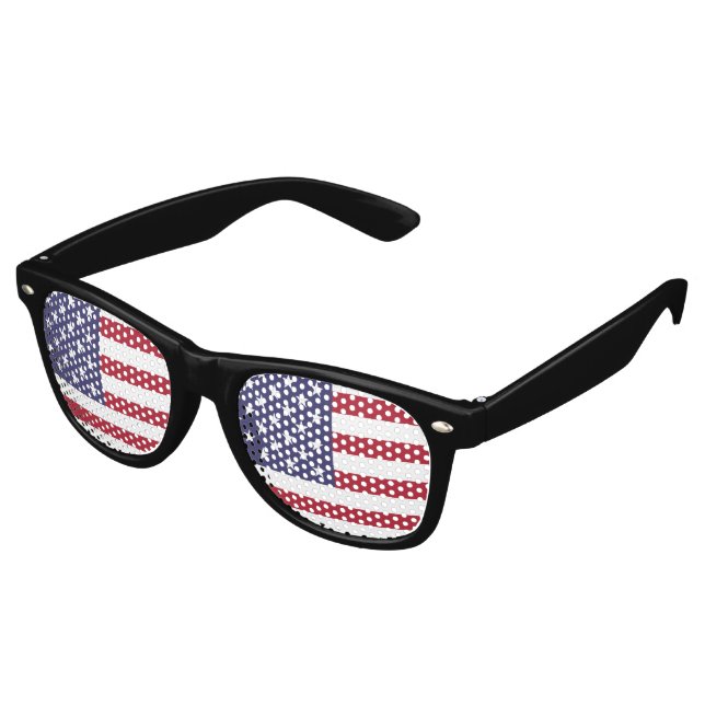 USA Flag Patriotic American Flag Stars and Stripes Retro Sunglasses (Angled)
