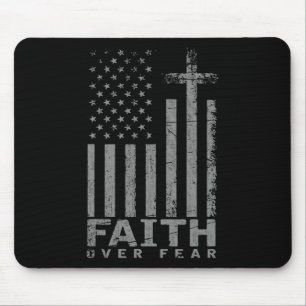 Usa Flag Patriotic American Gift Faith Over Fear P Mouse Mat