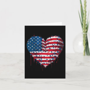 Usa Flag Patriotic American Heart Armed Forces 4th Card