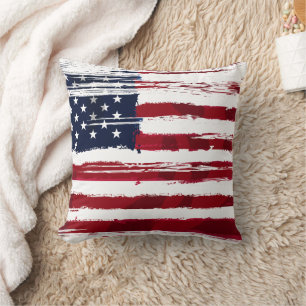 USA Flag Patriotic American Red White Blue Cushion