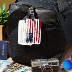 USA Flag Patriotic American Red White Blue Luggage Tag