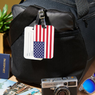 USA Flag Patriotic American Red White Blue Luggage Tag