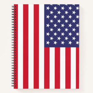 USA Flag Patriotic American Red White Blue Spiral Notebook