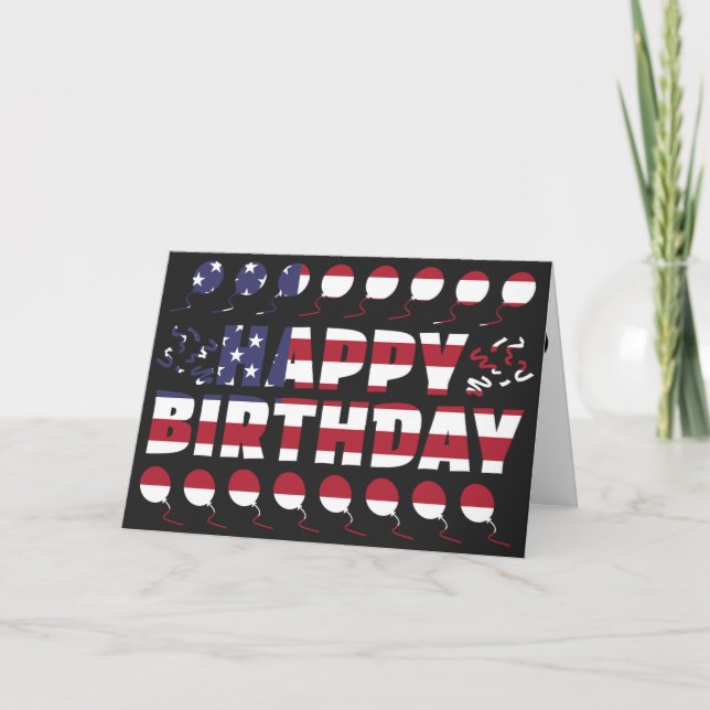 USA Flag Patriotic Birthday Card (Front)
