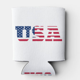 USA Flag Patriotic Can Cooler