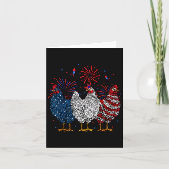 Usa Flag Patriotic Chicken Lover 4th Of July 1  Card (Front)