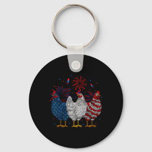 Usa Flag Patriotic Chicken Lover 4th Of July 1 Key Ring
