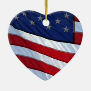 USA Flag Patriotic Christmas Ceramic Tree Decoration