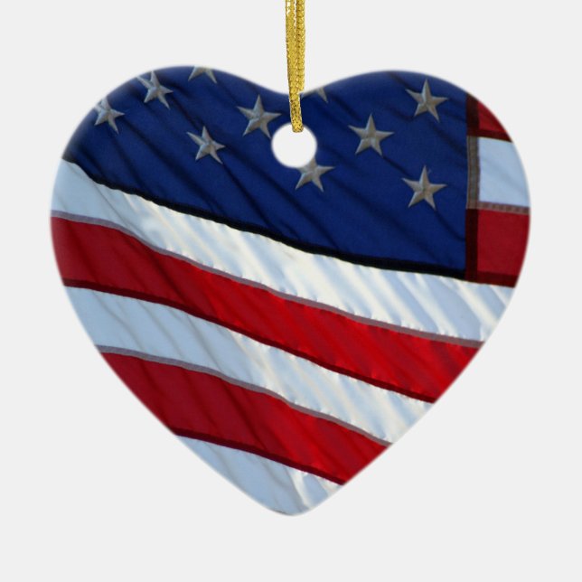 USA Flag Patriotic Christmas Ceramic Tree Decoration (Front)