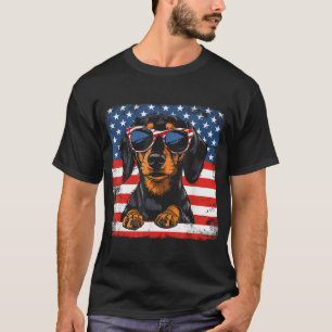 Usa Flag Patriotic Dachshund Fourth Of July T-Shirt