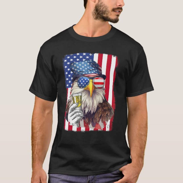 USA Flag Patriotic Eagle Sunglasses 4th Of July Be T-Shirt (Front)