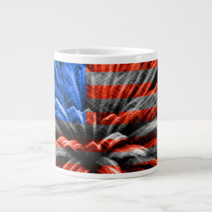 USA Flag Patriotic Fireworks Large Coffee Mug