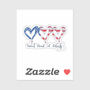 USA Flag Patriotic Hearts 4th of July Sweet Land o