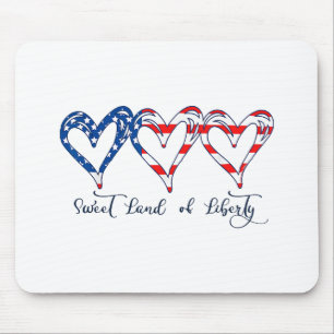 USA Flag Patriotic Hearts 4th of July Sweet Land o Mouse Mat