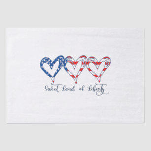 USA Flag Patriotic Hearts 4th of July Sweet Land o Tissue Paper