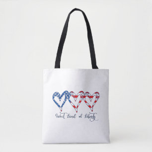 USA Flag Patriotic Hearts 4th of July Sweet Land o Tote Bag