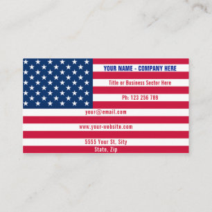 USA Flag - Patriotic - Personalised Professional Business Card