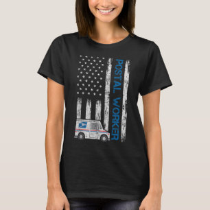 Usa Flag Patriotic Postal Worker Mailman Mail Lady T-Shirt