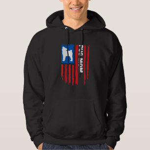 USA flag Patriotic Pug Mom Hoodie