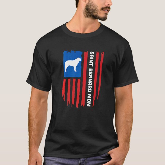 USA flag Patriotic Saint Bernard Mom T-Shirt (Front)