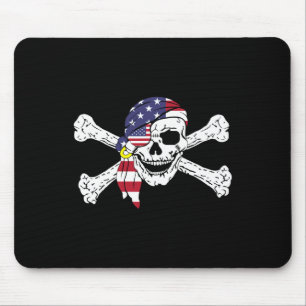 Usa Flag Patriotic Skull And Crossbones Pirate Men Mouse Mat