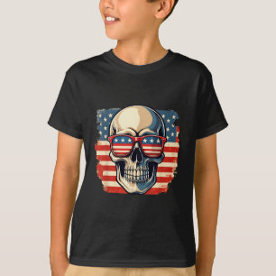 USA Flag Patriotic Skull Fourth Of July T-Shirt