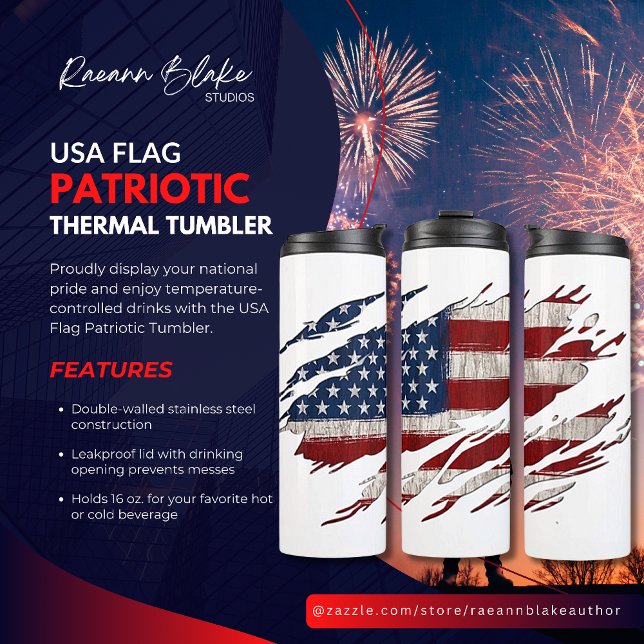 USA Flag Patriotic Thermal Tumbler (Creator Uploaded)