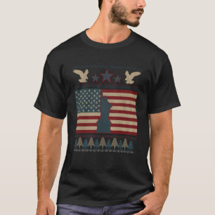 USA Flag Patriotic Ugly Christmas Eagle American P T-Shirt