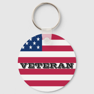 USA Flag Patriotic Veteran Veterans Key Ring