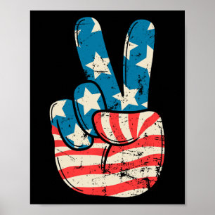 Usa Flag Peace Sign Hand 4th Of July Patriotic Men