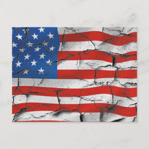 USA Flag Peeling Paint Postcard