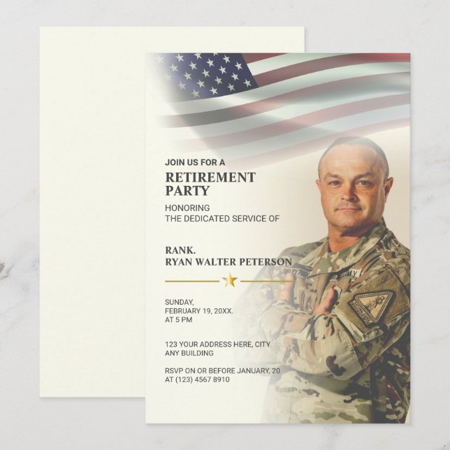 USA Flag | Personalised Photo Invitation (Front/Back)