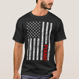 USA Flag Piano Pianist T-Shirt