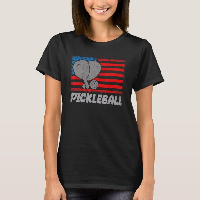 USA Flag Pickleball Shirt Paddle Pickleball Player (Front)