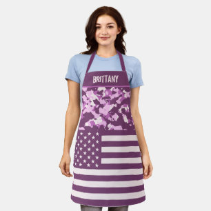 USA Flag Pink Camo Custom Apron