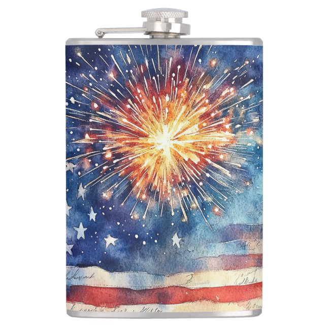 USA flag. Please of Allegiance.  Hip Flask (Front)