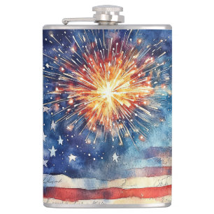 USA flag. Pledge of Allegiance. Hip Flask