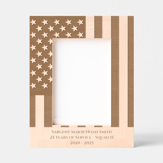 USA Flag Police Retirement  Etched Frames (Front)