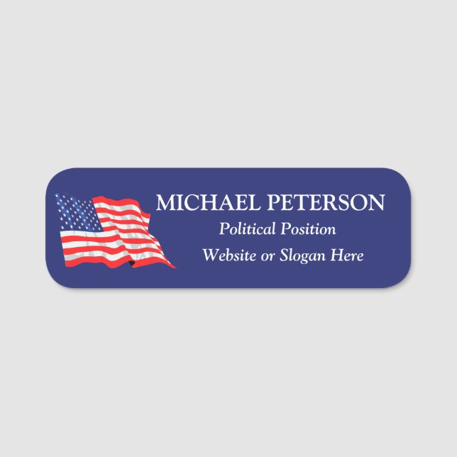 USA FLAG Political Campaign Custom  Name Tag (Front)